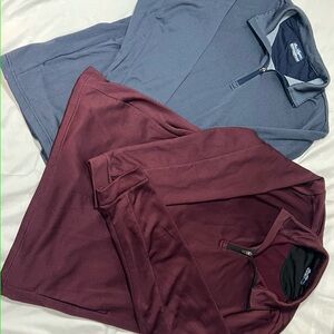 Set of 2: Hogan Burgundy AND Navy and White Striped Quarter-Zip Pullover